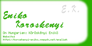eniko koroskenyi business card