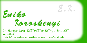 eniko koroskenyi business card